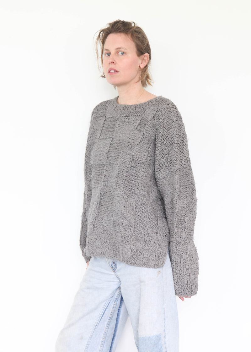 Hand-Knit Plait Pull Over - Gris