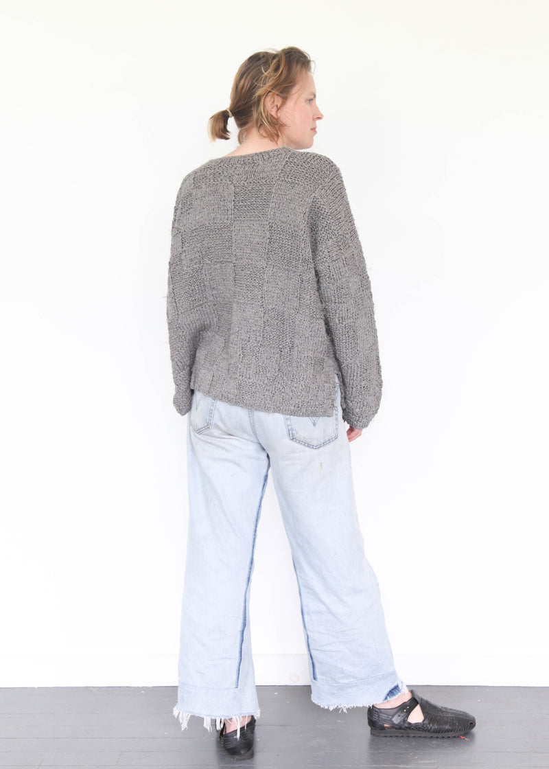 Hand-Knit Plait Pull Over - Gris