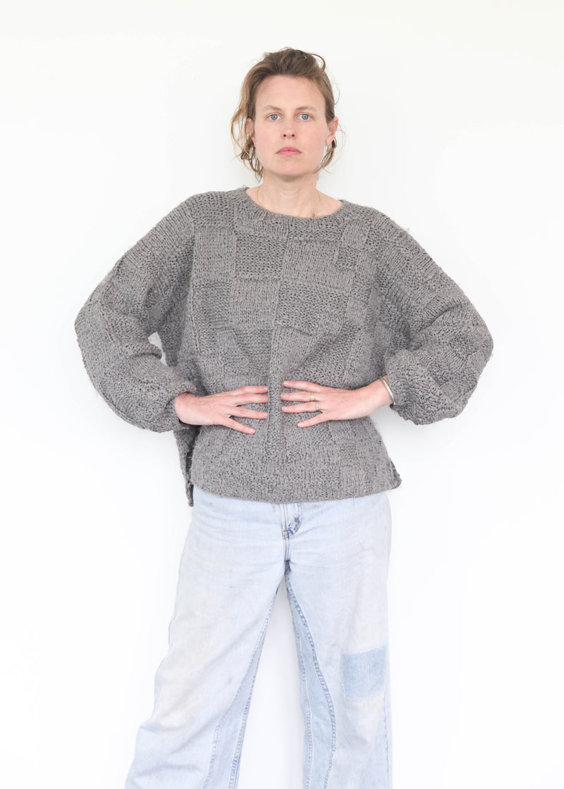 Hand-Knit Plait Pull Over - Gris