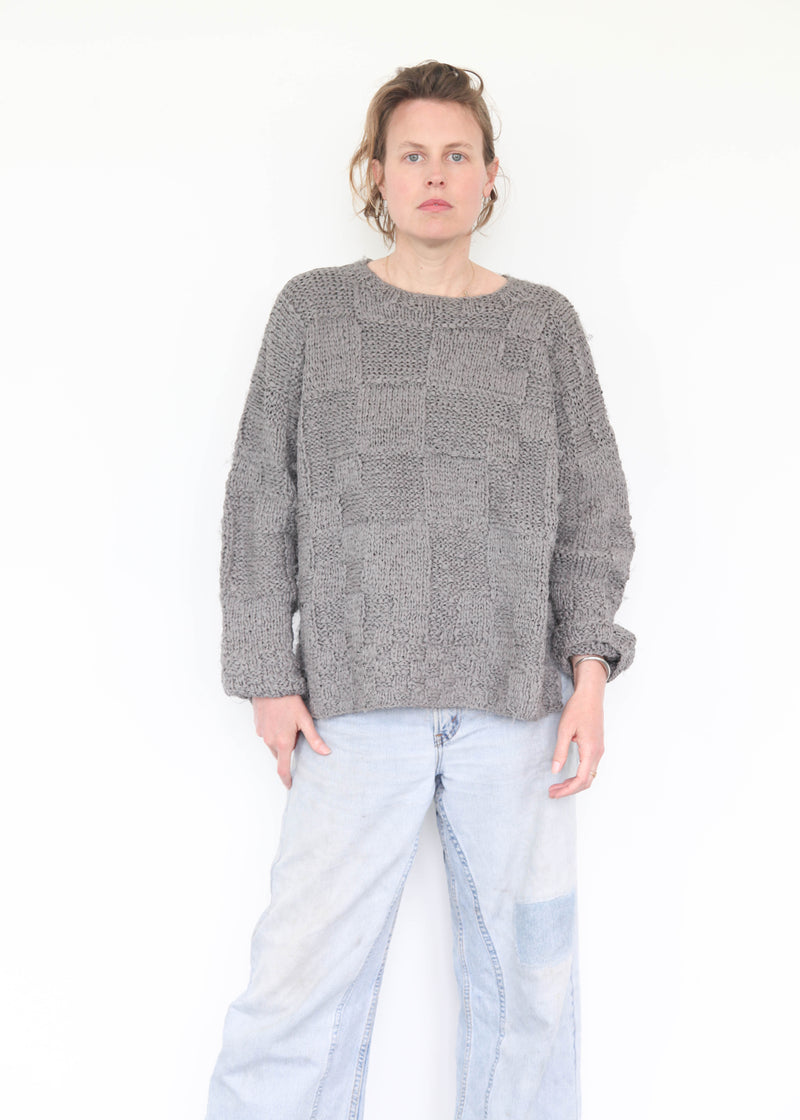 Hand-Knit Plait Pull Over - Gris