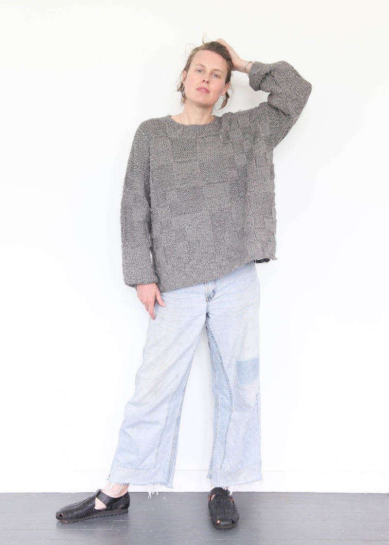 Hand-Knit Plait Pull Over - Gris