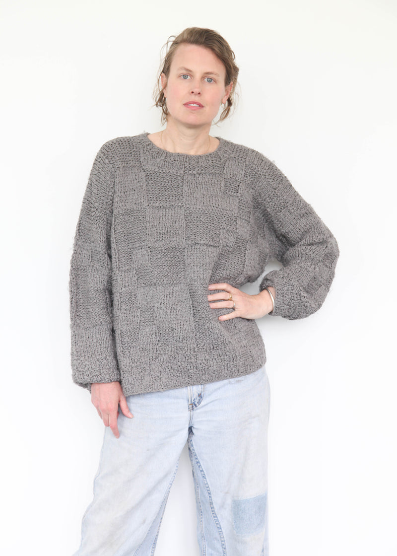 Hand-Knit Plait Pull Over - Gris