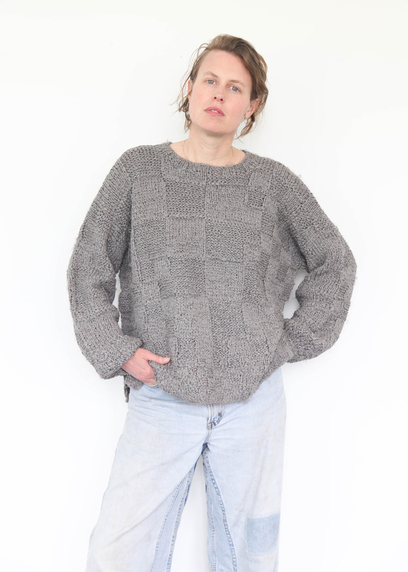 Hand-Knit Plait Pull Over - Gris