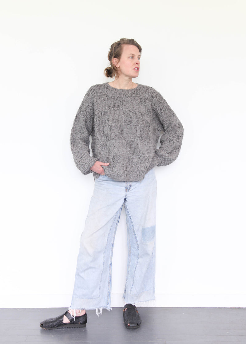 Hand-Knit Plait Pull Over - Gris