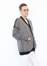 Linea Cardigan - Black Melange/Sisal OS
