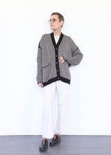 Linea Cardigan - Black Melange/Sisal OS
