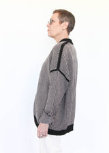 Linea Cardigan - Black Melange/Sisal OS