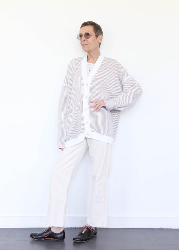 Linea Cardigan - White/Sisal OS