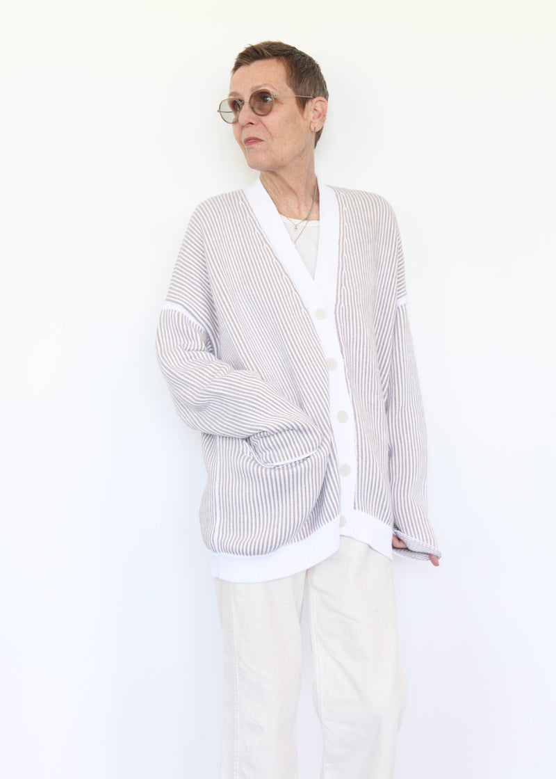 Linea Cardigan - White/Sisal OS