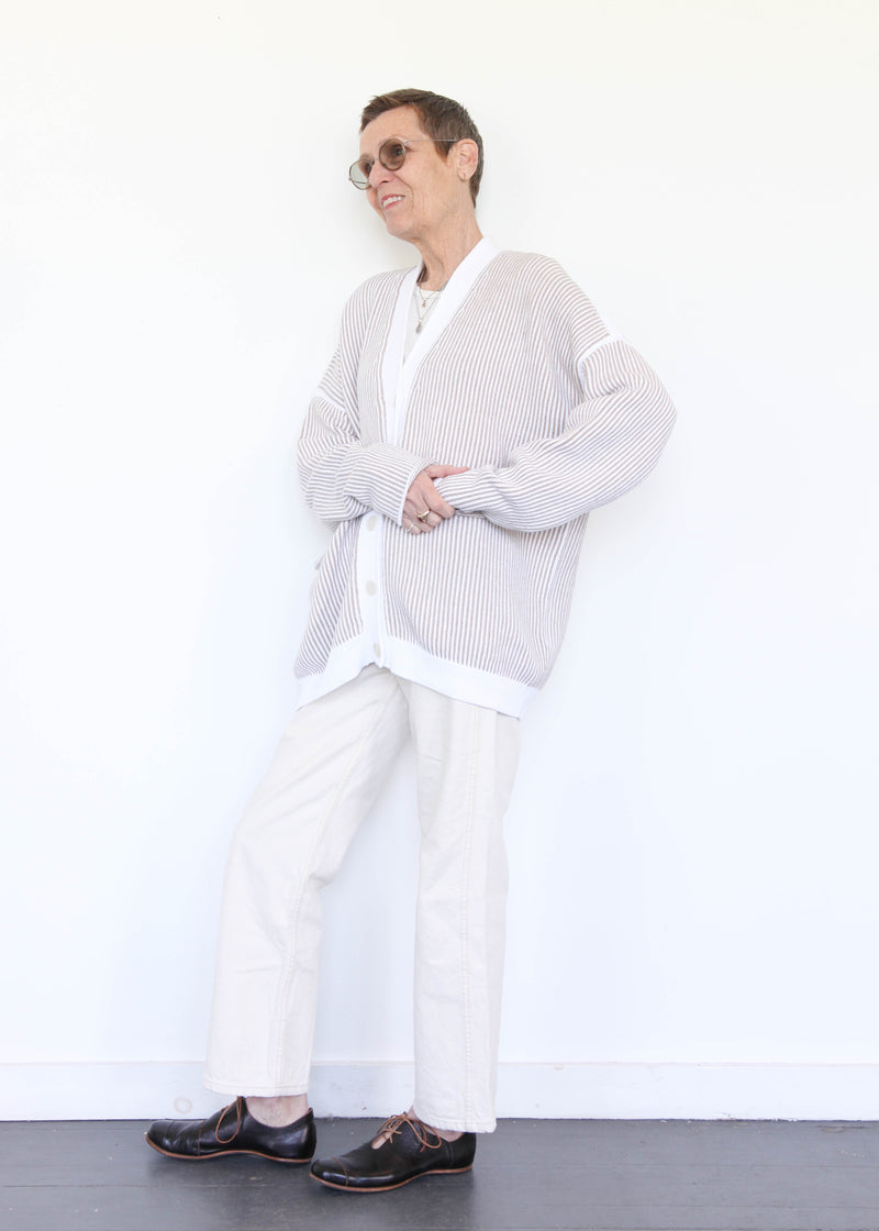 Linea Cardigan - White/Sisal OS