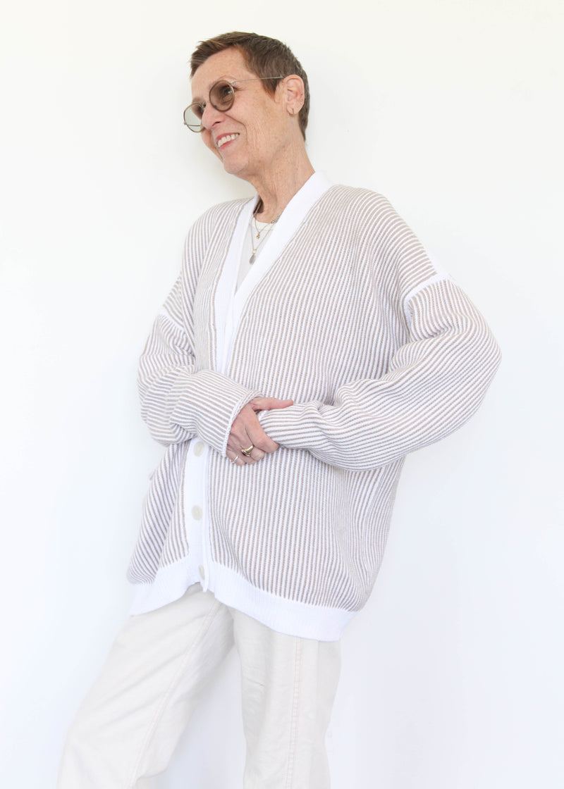 Linea Cardigan - White/Sisal OS