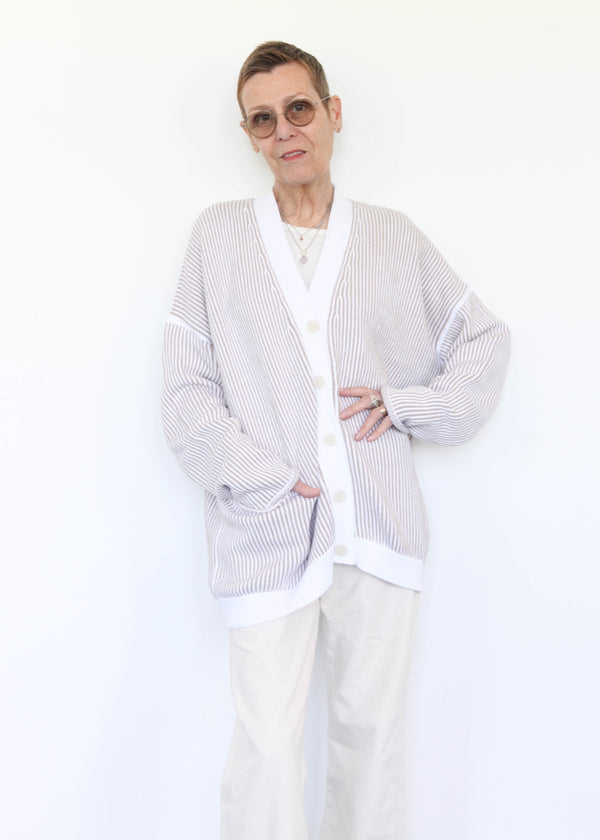 Linea Cardigan - White/Sisal OS