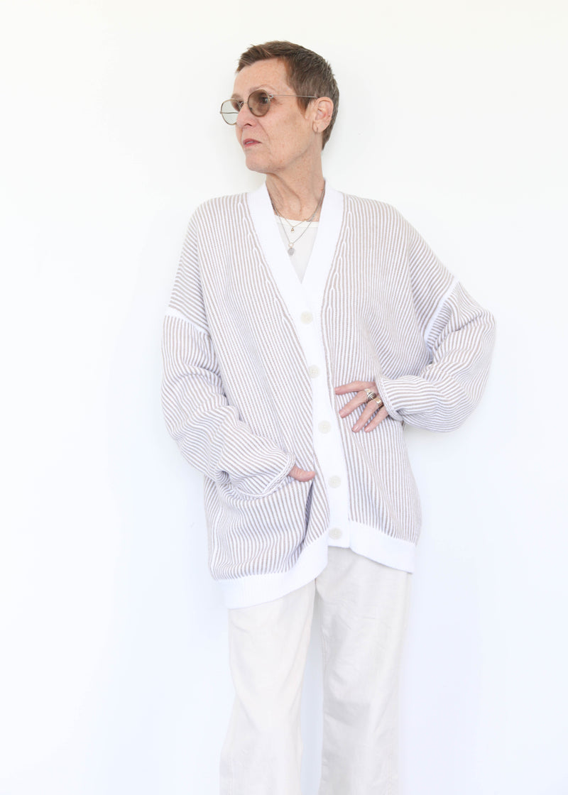 Linea Cardigan - White/Sisal OS