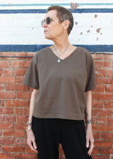 S/S Crop V-Neck
