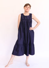 Tiered Chemise - Navy Ikat Dot