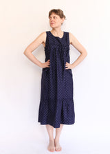Tiered Chemise - Navy Ikat Dot