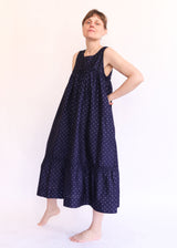 Tiered Chemise - Navy Ikat Dot