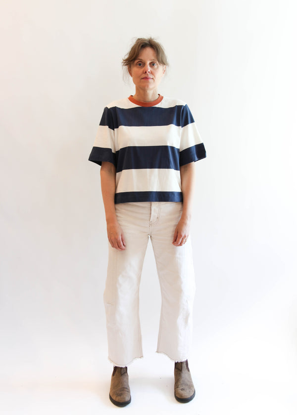 Bay-Sue Top - Midnight and White Bold Stripe