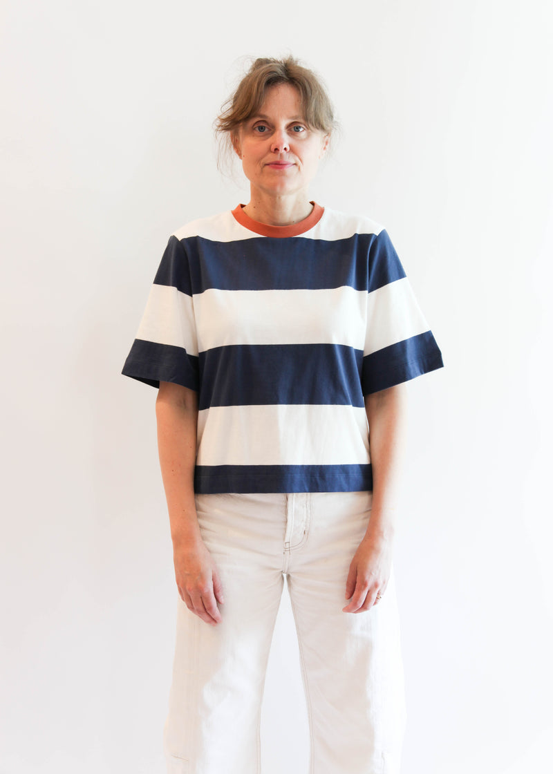 Bay-Sue Top - Midnight and White Bold Stripe