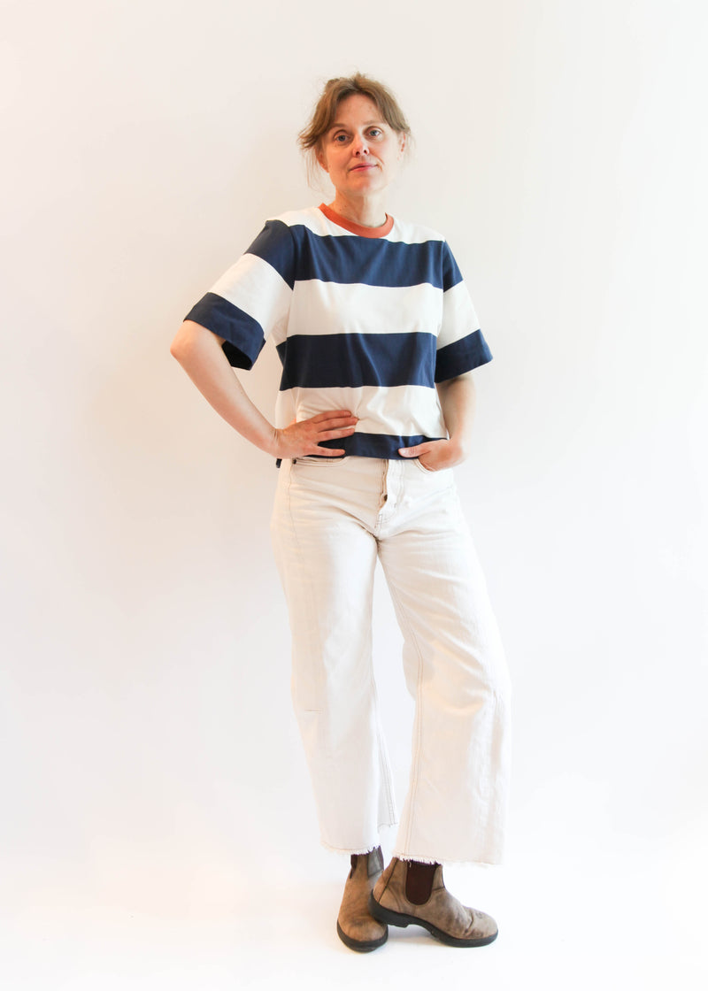 Bay-Sue Top - Midnight and White Bold Stripe