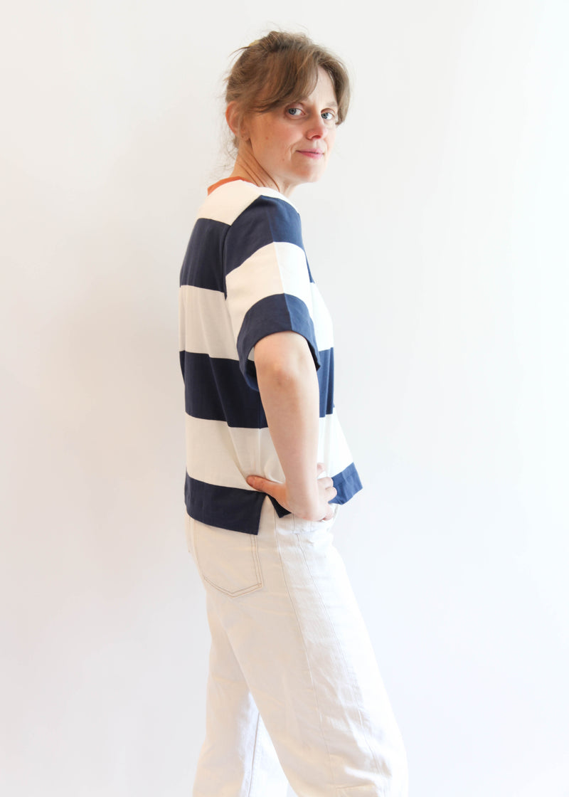 Bay-Sue Top - Midnight and White Bold Stripe