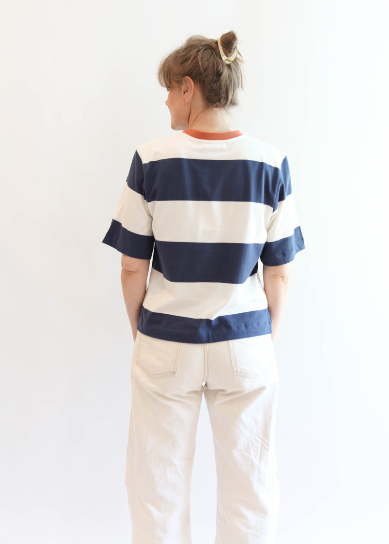 Bay-Sue Top - Midnight and White Bold Stripe