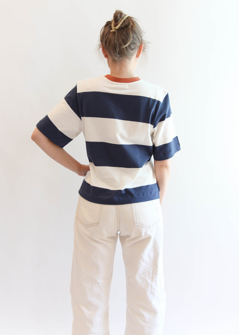 Bay-Sue Top - Midnight and White Bold Stripe