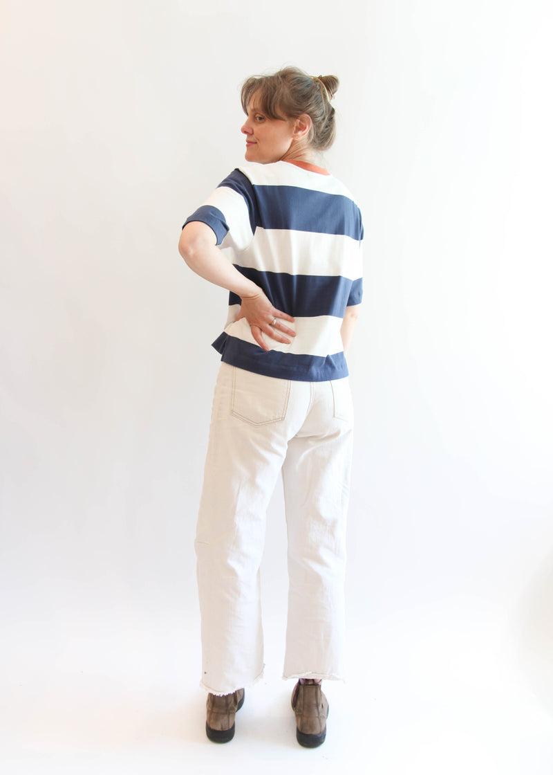 Bay-Sue Top - Midnight and White Bold Stripe