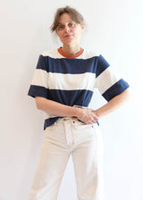 Bay-Sue Top - Midnight and White Bold Stripe
