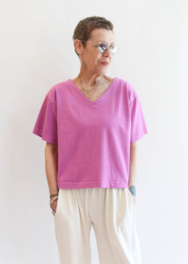 S/S Crop V-Neck