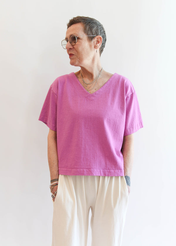 S/S Crop V-Neck
