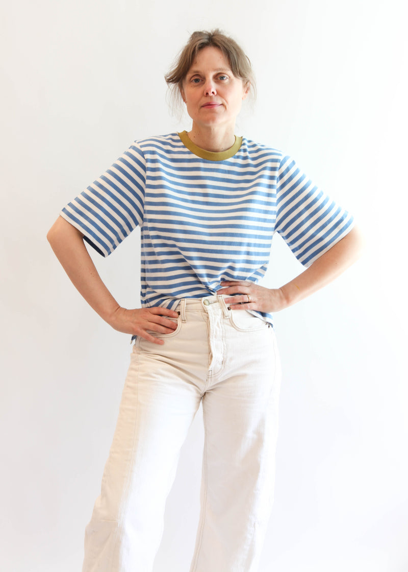 Bay-Sue Top - Sea Blue and White Stripe