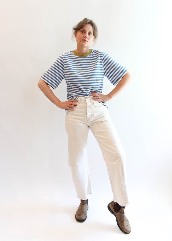 Bay-Sue Top - Sea Blue and White Stripe