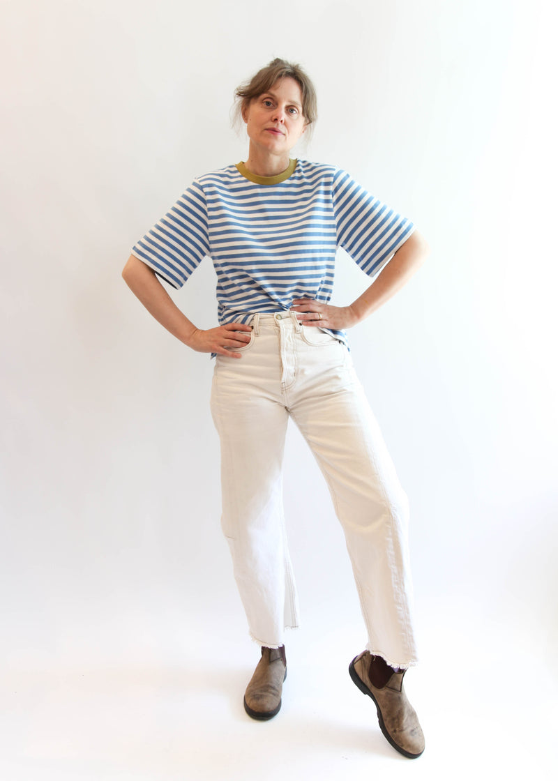 Bay-Sue Top - Sea Blue and White Stripe