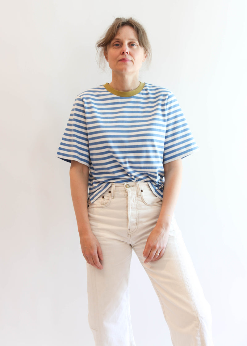 Bay-Sue Top - Sea Blue and White Stripe