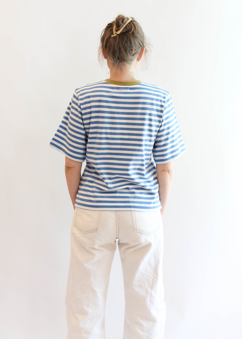 Bay-Sue Top - Sea Blue and White Stripe