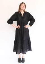 India Reverse Applique Dress - Black