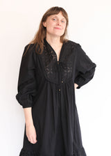 India Reverse Applique Dress - Black
