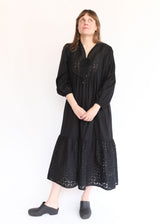 India Reverse Applique Dress - Black