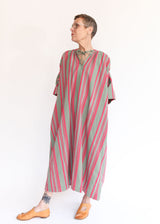 Jacquard Stripe Dress - Khaki/Pink