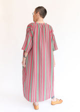 Jacquard Stripe Dress - Khaki/Pink