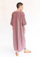 Jacquard Stripe Dress - Khaki/Pink