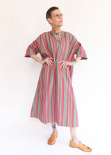 Jacquard Stripe Dress - Khaki/Pink