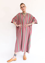 Jacquard Stripe Dress - Khaki/Pink