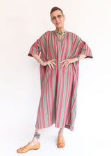 Jacquard Stripe Dress - Khaki/Pink