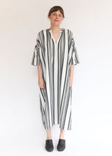 Jacquard Stripe Dress - White/Black