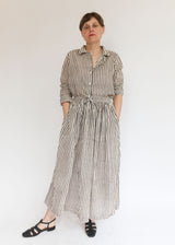 Drawstring Skirt - Brown Stripe