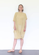 Shibori Silk Dress - Mustard