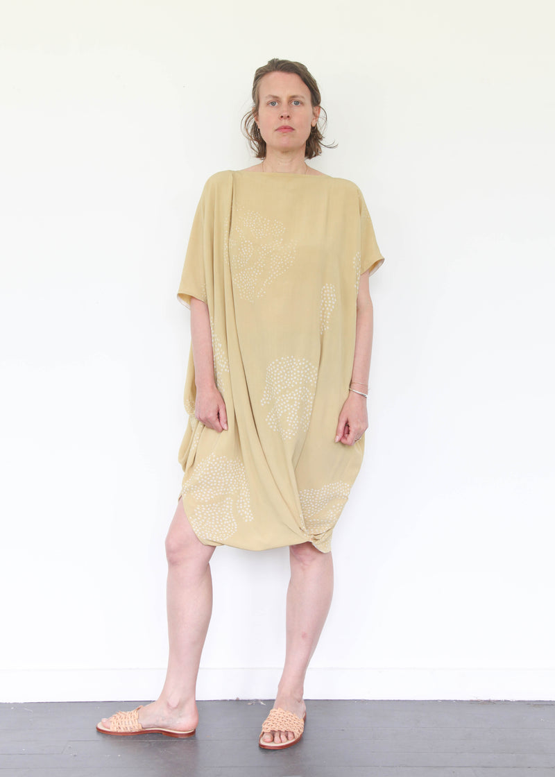 Shibori Silk Dress - Mustard