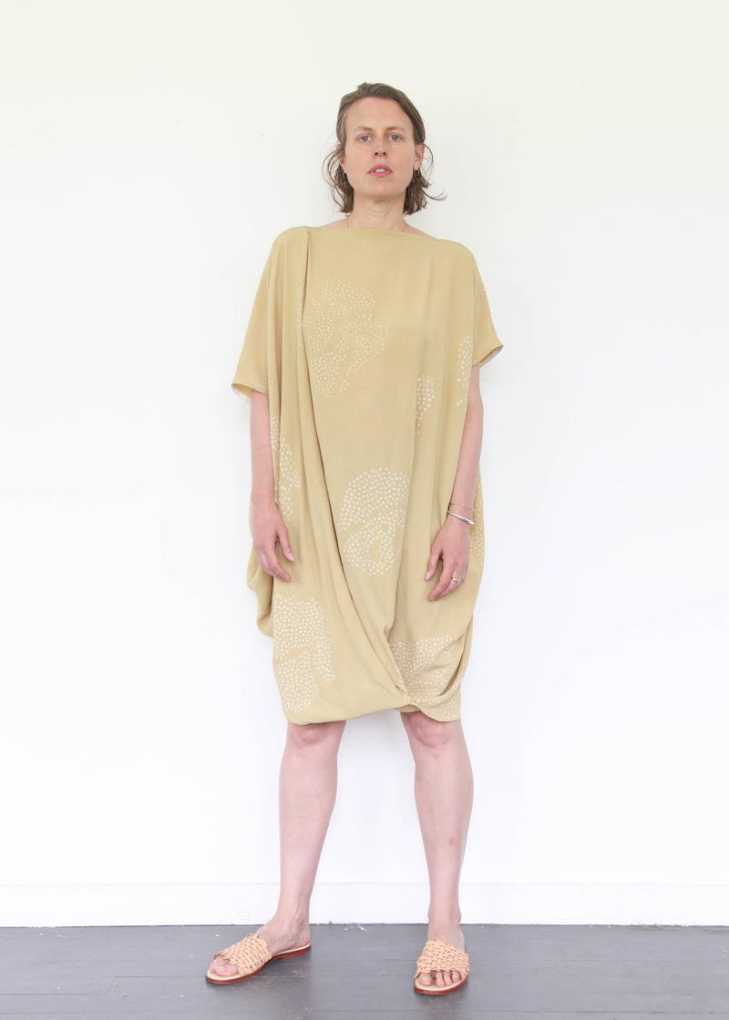 Shibori Silk Dress - Mustard